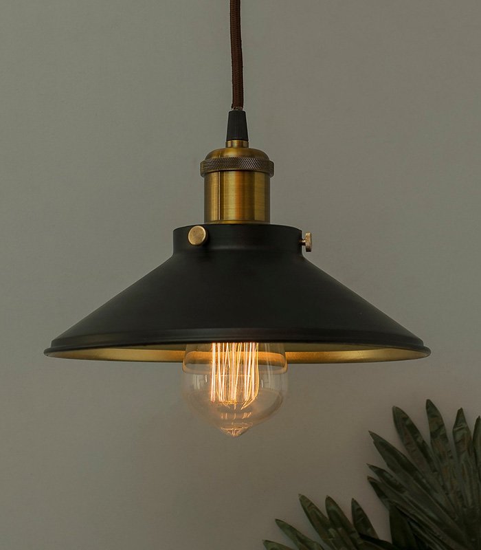 HOMESAKE-Metal-Black-Cone-Pendant-with-Antique-Holder-E27---23x15cm-1